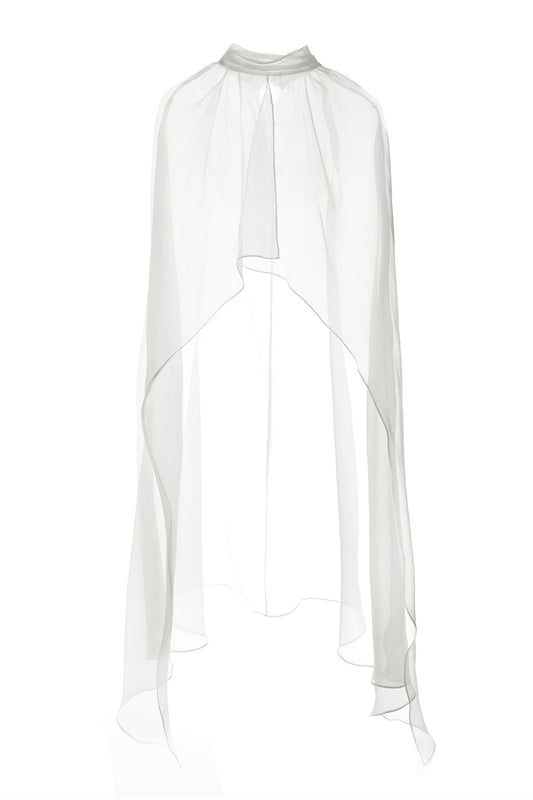 Missty Asymmetric See-Through Chiffon Cape