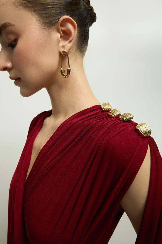 Lioran Sheath Draped Maxi Dress