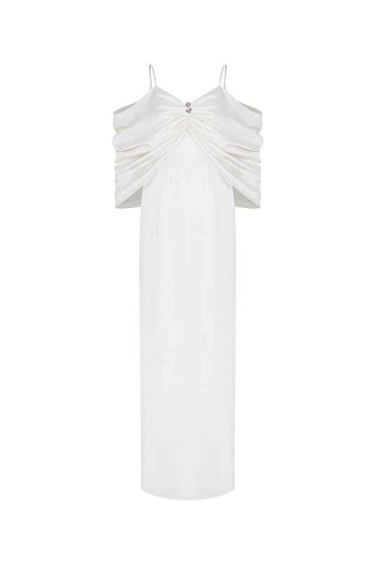 Aurelia Sheath Spaghetti Strap Silk Ankle Length Dress