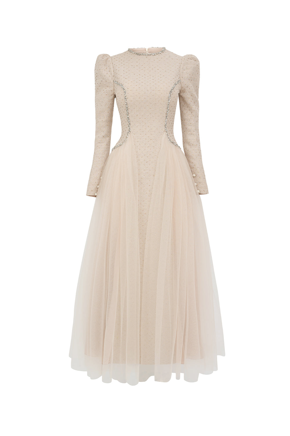 long sleeve ankle length dress Women's Cardenas A-line Puffy Sleeved Polyester Ankle Length Dress XXS/XS/S/M/L/XL/XXL/3XL/Customize White MEAN BLVD White / L