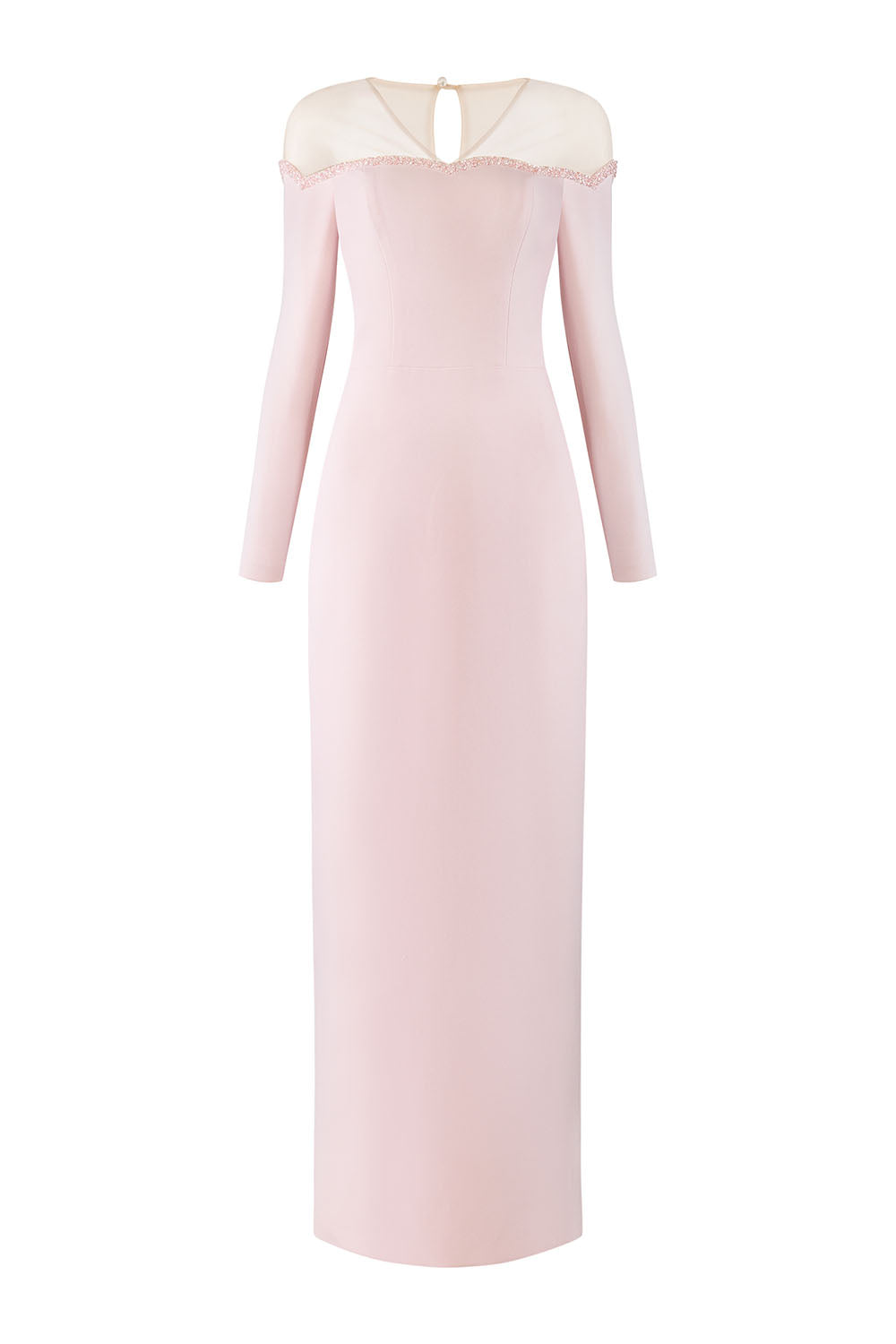 Women's Novella Pencil Illusion Neck Polyester Ankle Length Dress S/M/L/Customize Pearl Pink MEAN BLVD Pearl Pink / L Women's Novella Pencil Illusion Neck Polyester Ankle Length Dress S/M/L/Customize Pearl Pink MEAN BLVD Pearl Pink / L
