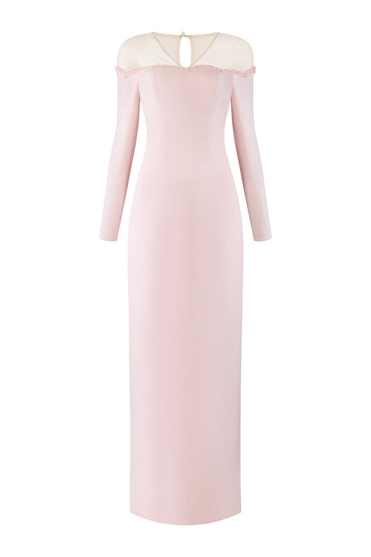 Novella Pencil Illusion Neck Polyester Ankle Length Dress