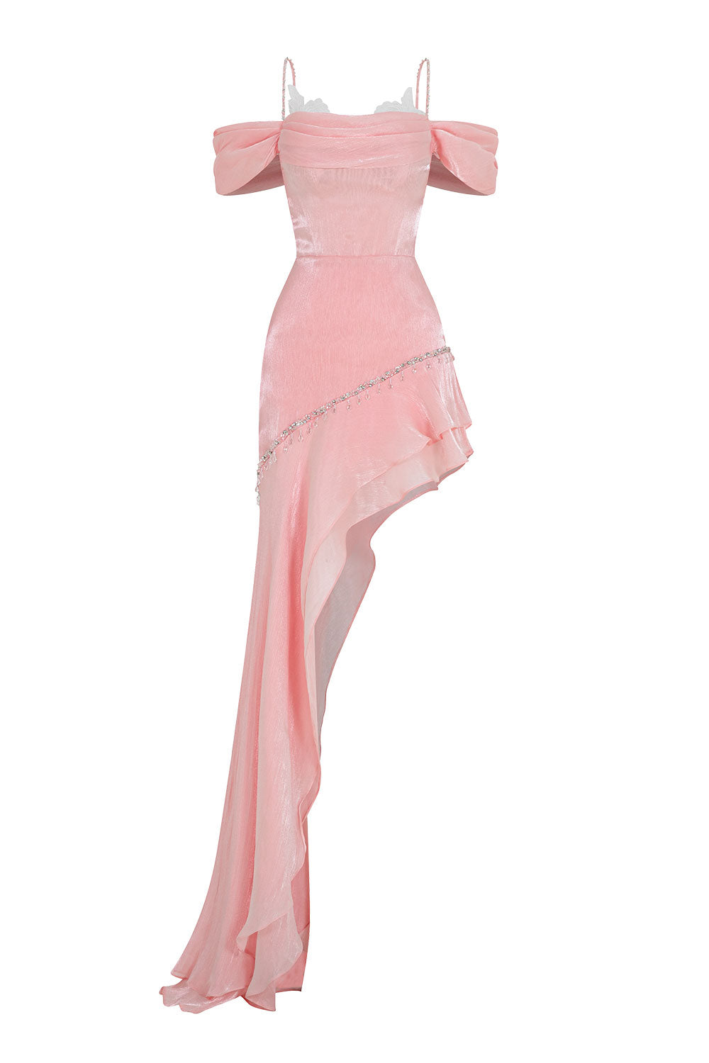 Women's Dovie Asymmetric Layered Silk Floor Length Dress XS/S/M/L/XL/Customize Pink MEAN BLVD Pink / S Women's Dovie Asymmetric Layered Silk Floor Length Dress XS/S/M/L/XL/Customize Pink MEAN BLVD Pink / S