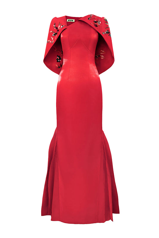 Song Of Freedom Sheath Side Pleated Zibeline Floor Length Dress