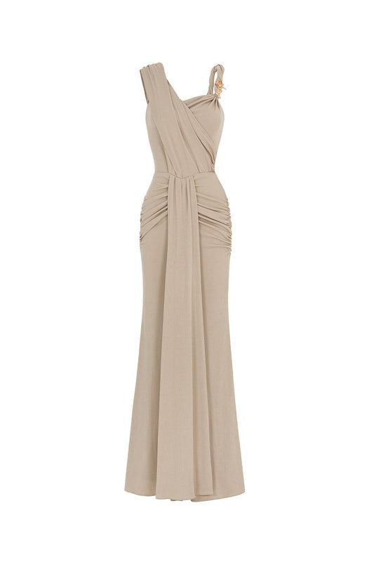 Majorie Sarong Twisted Spandex Ankle Length Dress