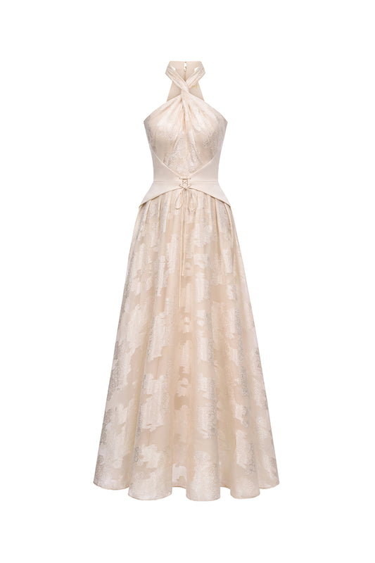 Cordelia A-line Twisted Organza Ankle Length Dress