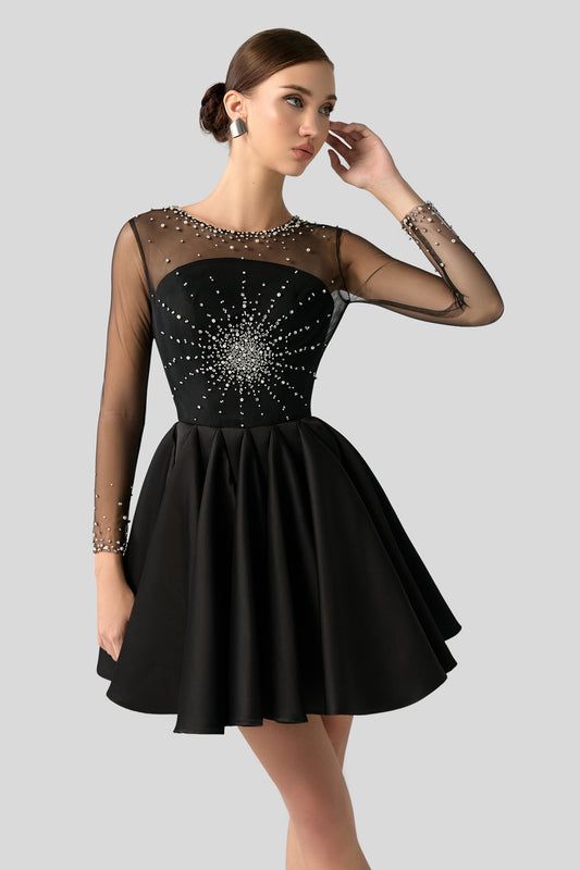 Regal Rhinestone Mini Dress