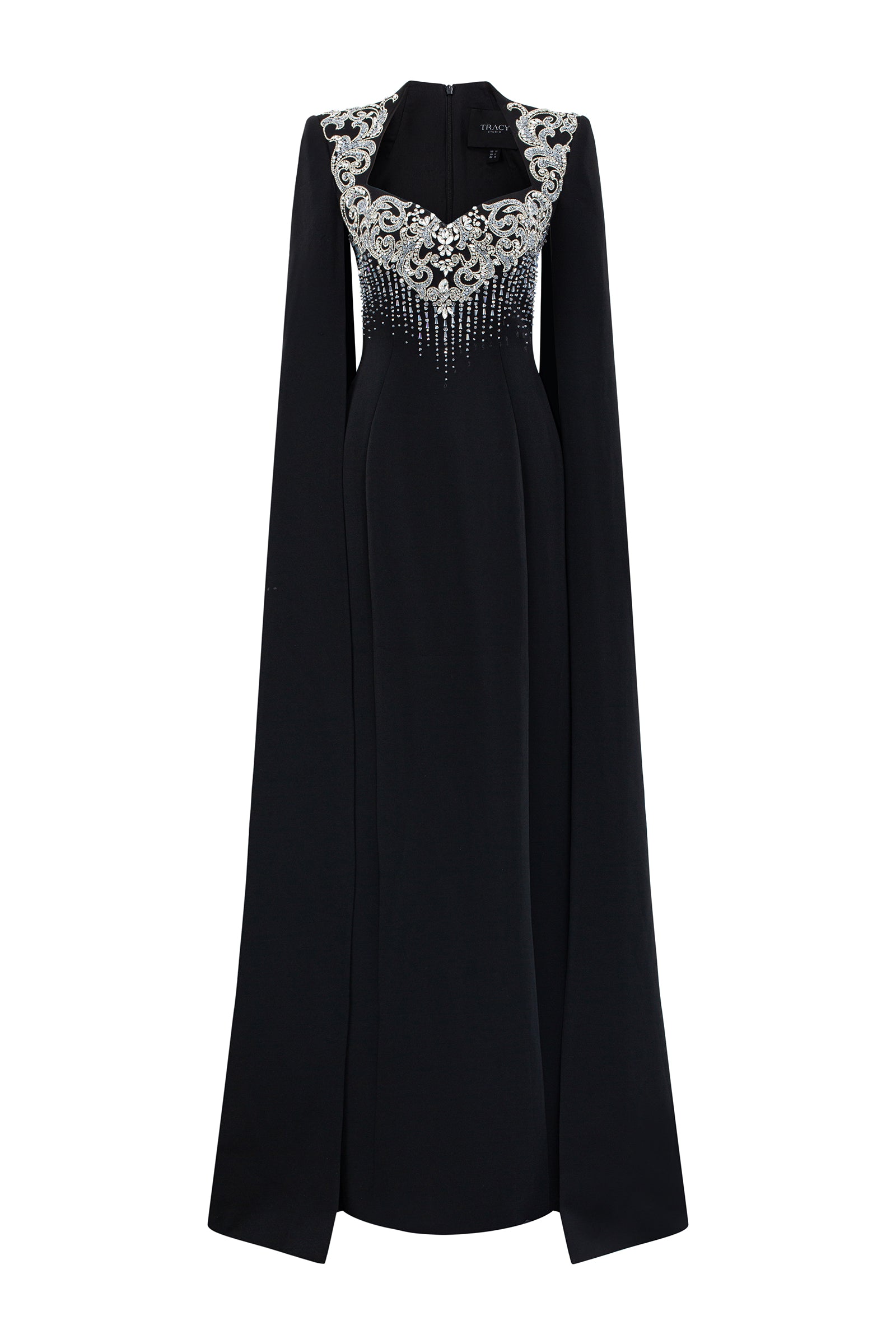 Women's Eva Cape Sleeve Maxi Dress Black XS/S/M/L/XL/XXL/Customize MEAN BLVD