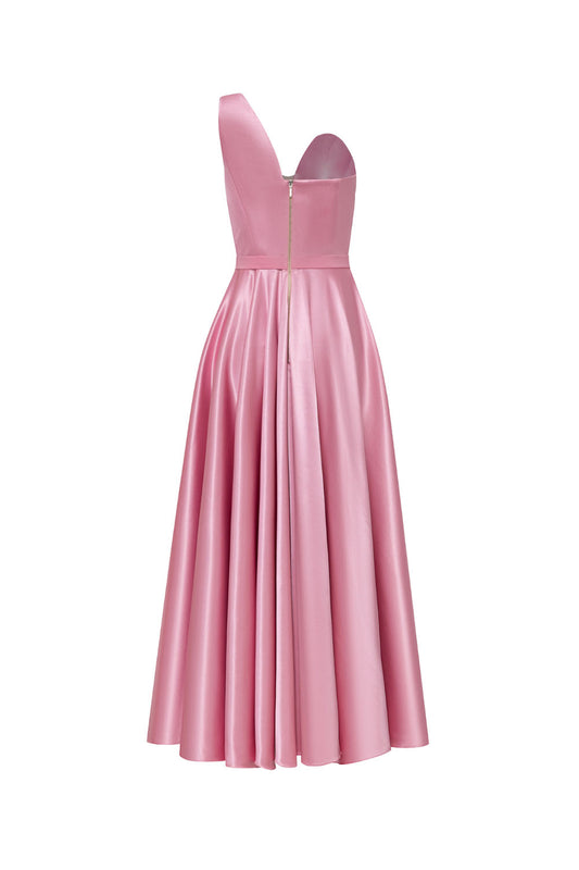 Majorelle A-line Pleated Satin Maxi Dress