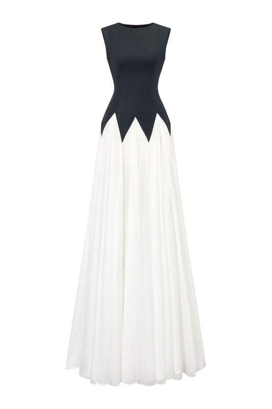 Starlight Tide A-line Pleated Khaki Silk Floor Length Dress