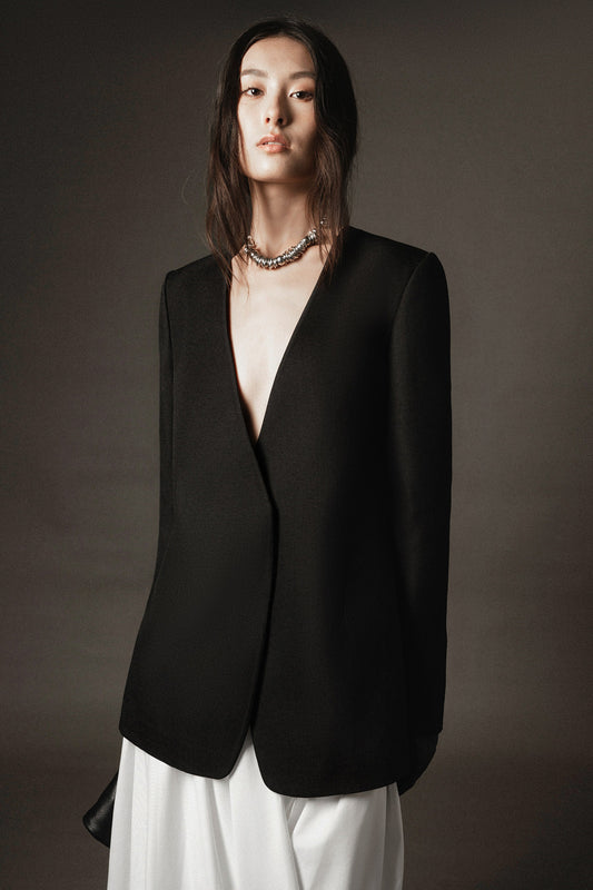 Saul V-Neck Cotton Blazer