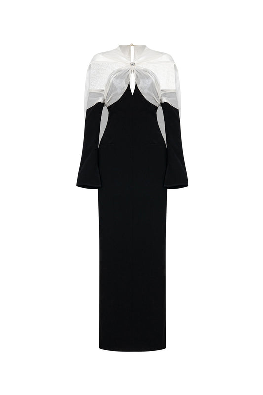 Mysty Straight Cape Shoulder Polycotton Ankle Length Dress