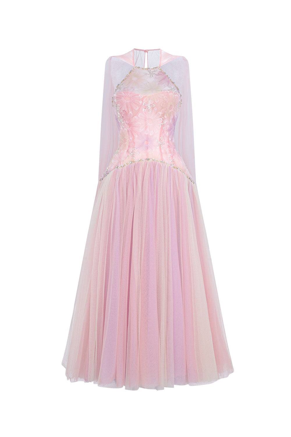 Women's Roxie A-line Halter Neck Tulle Ankle Length Dress XS/S/M/L/XL/Customize Purple Pink Floral MEAN BLVD XL / Purple Pink / Floral Women's Roxie A-line Halter Neck Tulle Ankle Length Dress XS/S/M/L/XL/Customize Purple Pink Floral MEAN BLVD XL / Purple Pink / Floral