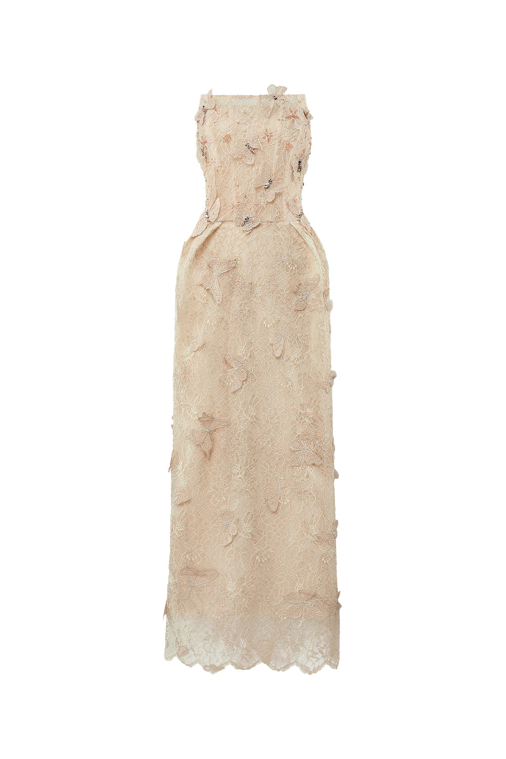 Women's Butterfly Reverie Strapless Embroidered Lace Maxi Dress XS/S/M/L/XL Beige Mixed Lace MEAN BLVD Beige / S / Mixed Lace Women's Butterfly Reverie Strapless Embroidered Lace Maxi Dress XS/S/M/L/XL Beige Mixed Lace MEAN BLVD Beige / S / Mixed Lace
