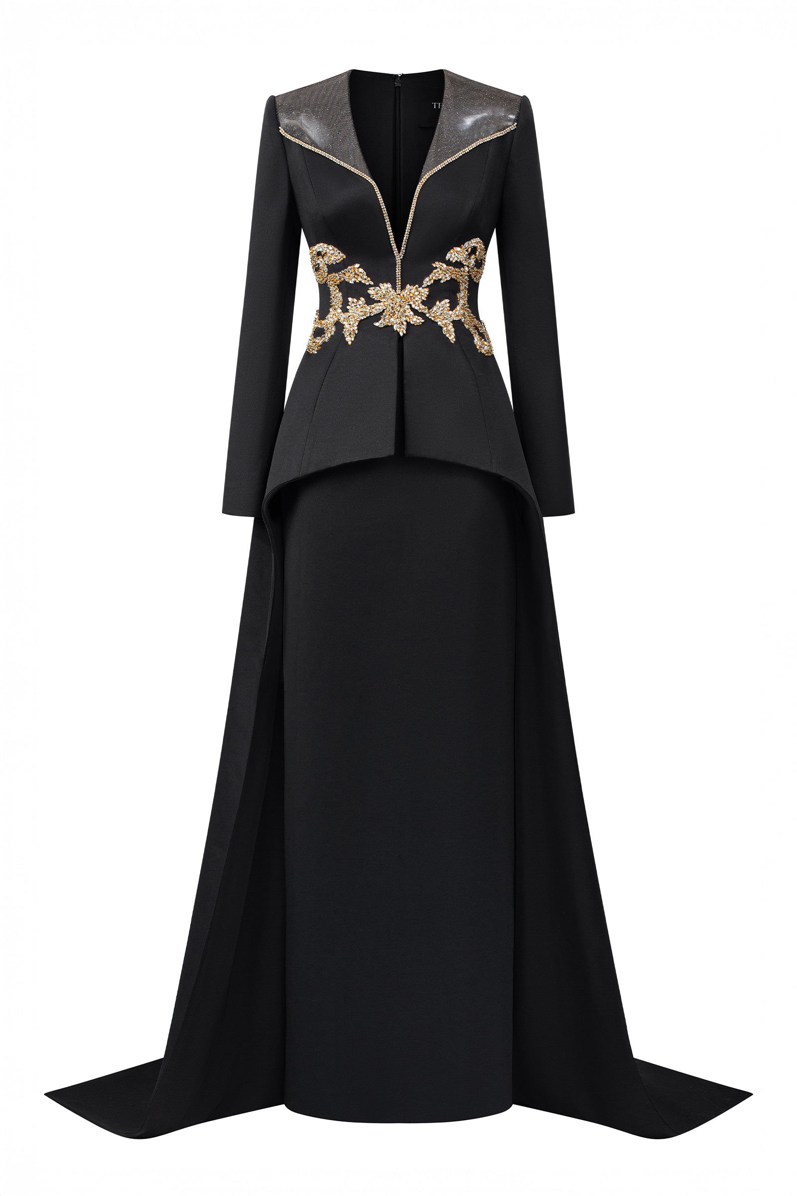 Women's Juliette Peplum Maxi Dress Black XS/S/M/L/XL/XXL/Customize MEAN BLVD Black / XL Women's Juliette Peplum Maxi Dress Black XS/S/M/L/XL/XXL/Customize MEAN BLVD Black / XL