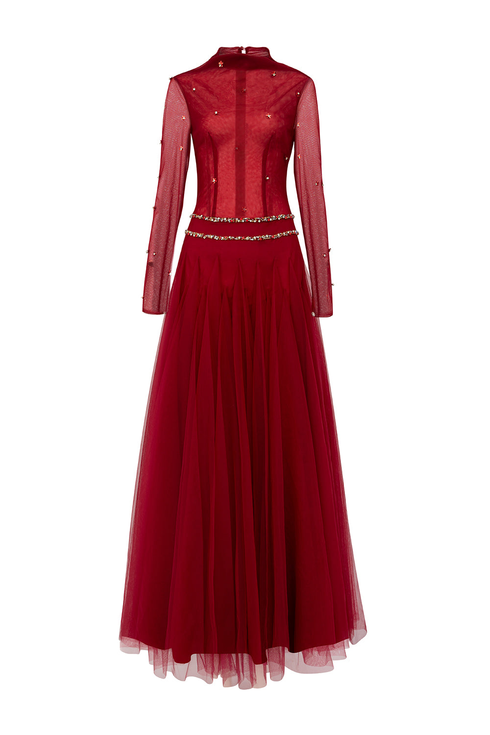 Women's Karina A-line Long Sleeved Polyester Floor Length Dress XXS/XS/S/M/L/XL/XXL/3XL/Customize Red MEAN BLVD Red / L