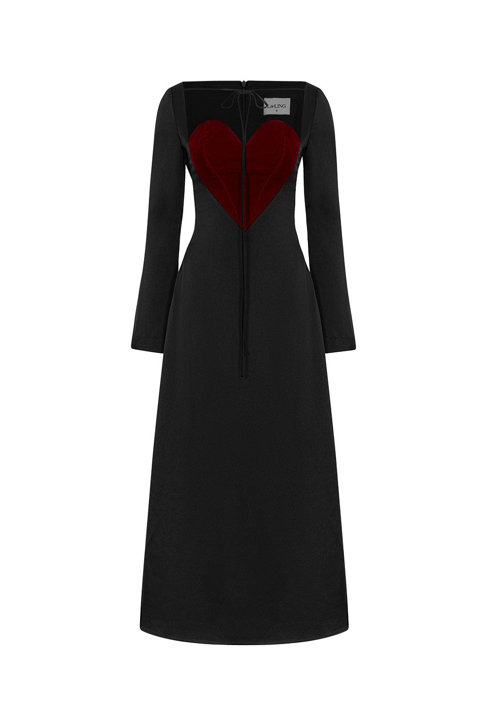 Women's Crimson A-line Heart Neck Velvet Midi Dress S/M/L/XL/Customize Black/Red MEAN BLVD Black/Red / XL Women's Crimson A-line Heart Neck Velvet Midi Dress S/M/L/XL/Customize Black/Red MEAN BLVD Black/Red / XL