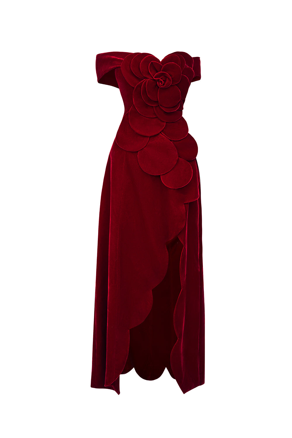 one piece off shoulder dress Women's Mitchell A-line Off-Shoulder Polyester Floor Length Dress XXS/XS/S/M/L/XL/XXL/3XL/Customize Red MEAN BLVD Red / S