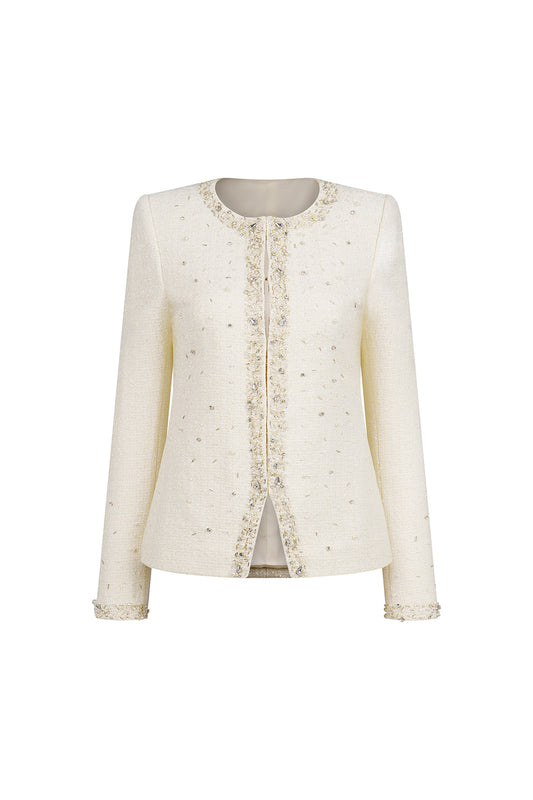 Olivia Straight Square Shoulder Tweed Jacket