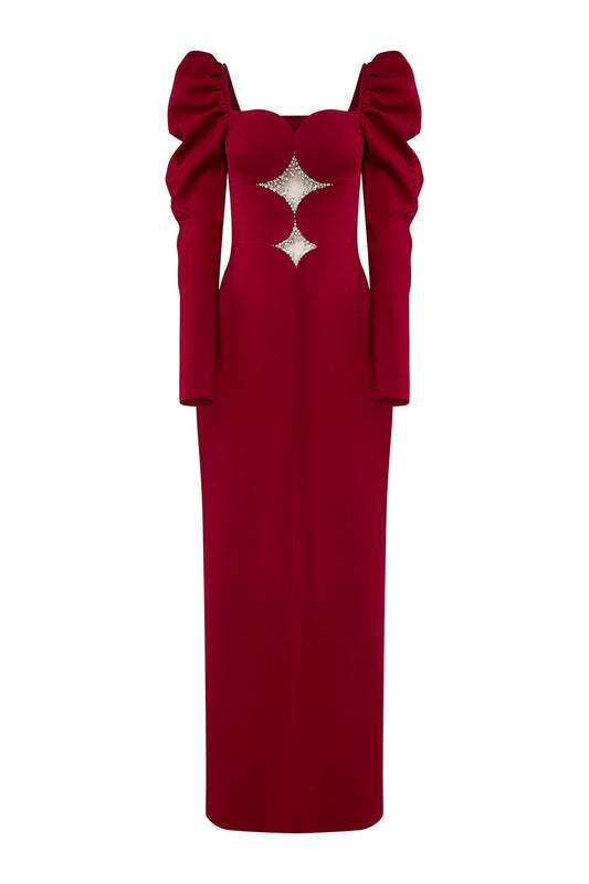 Lunessa Sheath Leg Of Mutton Sleeved Polyester Ankle Length Dress