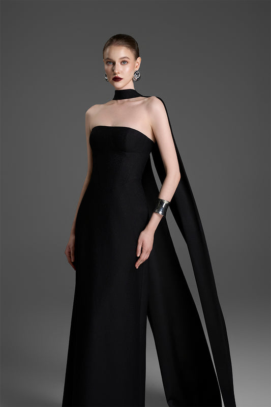 Petra Straight Across Synthetic Silk Maxi Dress