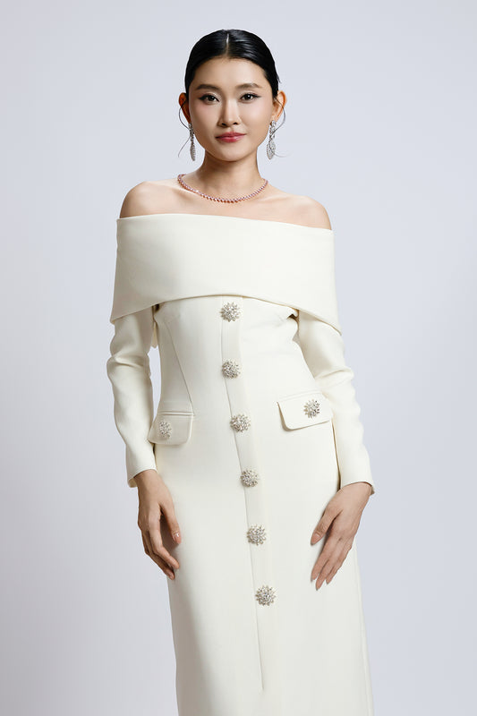 Maelle Sheath Button Midi Dress