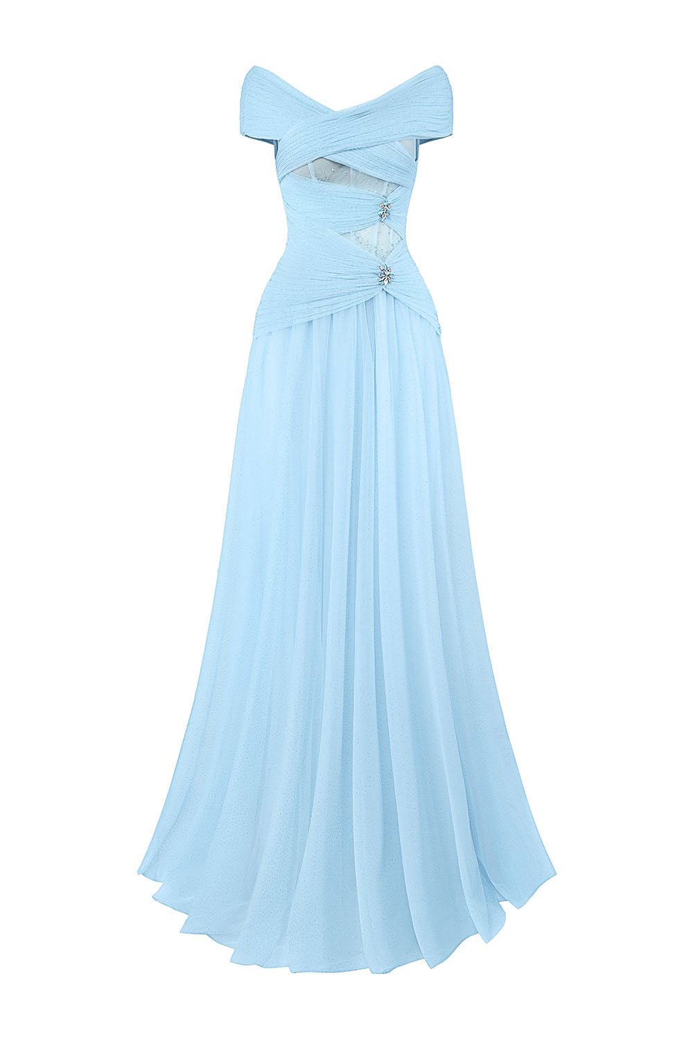 Women's Cometia Fit and Flare Off-Shoulder Mesh Sequin Floor Length Dress S/M/L/Customize Light Blue MEAN BLVD Light Blue / M Women's Cometia Fit and Flare Off-Shoulder Mesh Sequin Floor Length Dress S/M/L/Customize Light Blue MEAN BLVD Light Blue / M