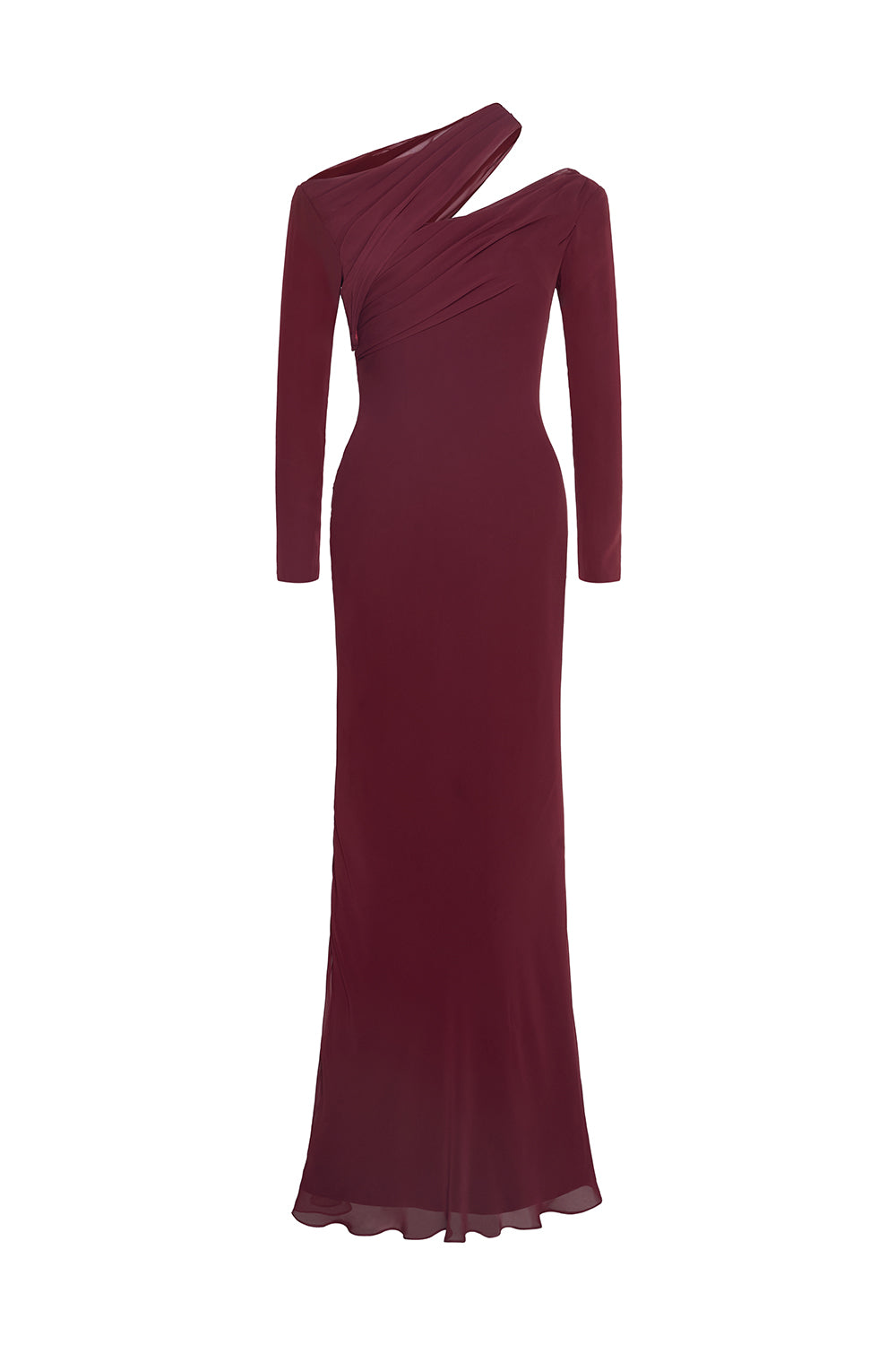 Women's Sophia Sheath Asymmetric Neck Chiffon Maxi Dress S/M/L/Customize Burgundy Mean Blvd Burgundy / Customize Women's Sophia Sheath Asymmetric Neck Chiffon Maxi Dress S/M/L/Customize Burgundy Mean Blvd Burgundy / Customize