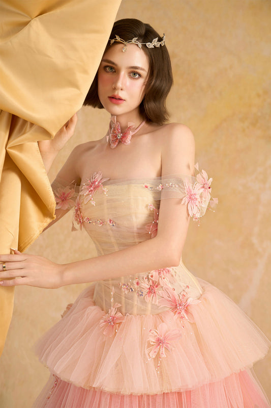 Ceries Off-Shoulder Applique Midi Dress