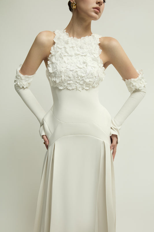 Amelie Cold Shoulder Sleeve Applique Maxi Dress