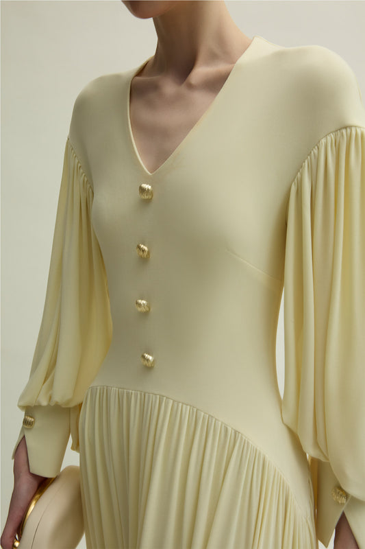 Cranley Bishop Sleeve Button Maxi Dress