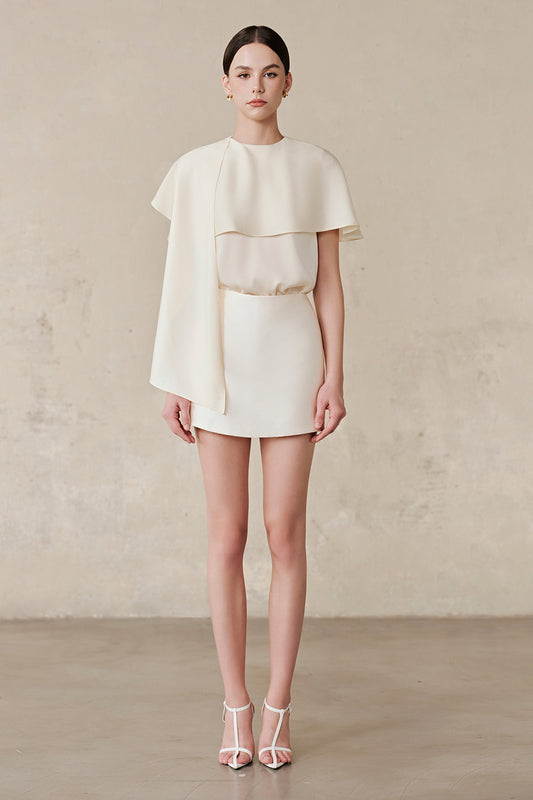 Isalyn Cape Sleeve Synthetic Silk Top