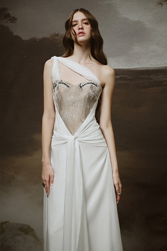 Venusa Sarong Corset Waist Chiffon Ankle Length Dress