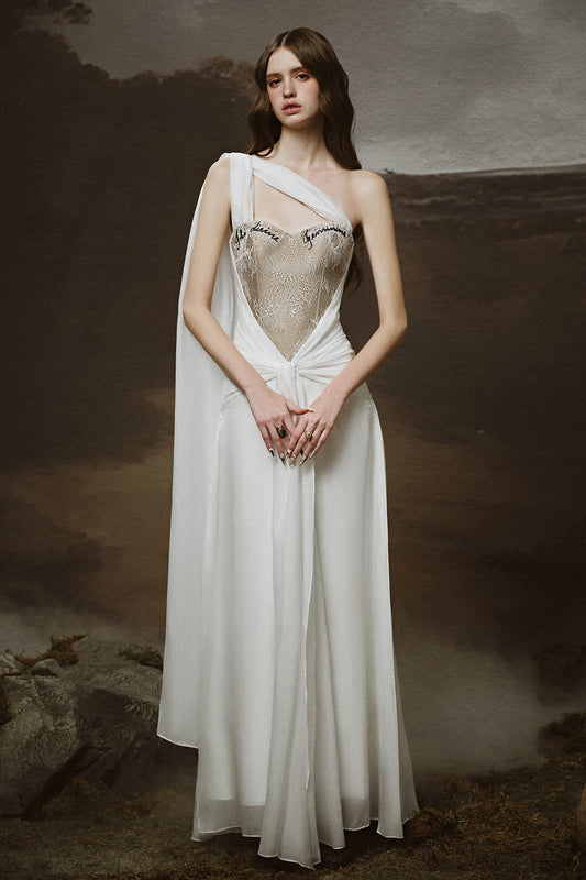 Venusa Sarong Corset Waist Chiffon Ankle Length Dress