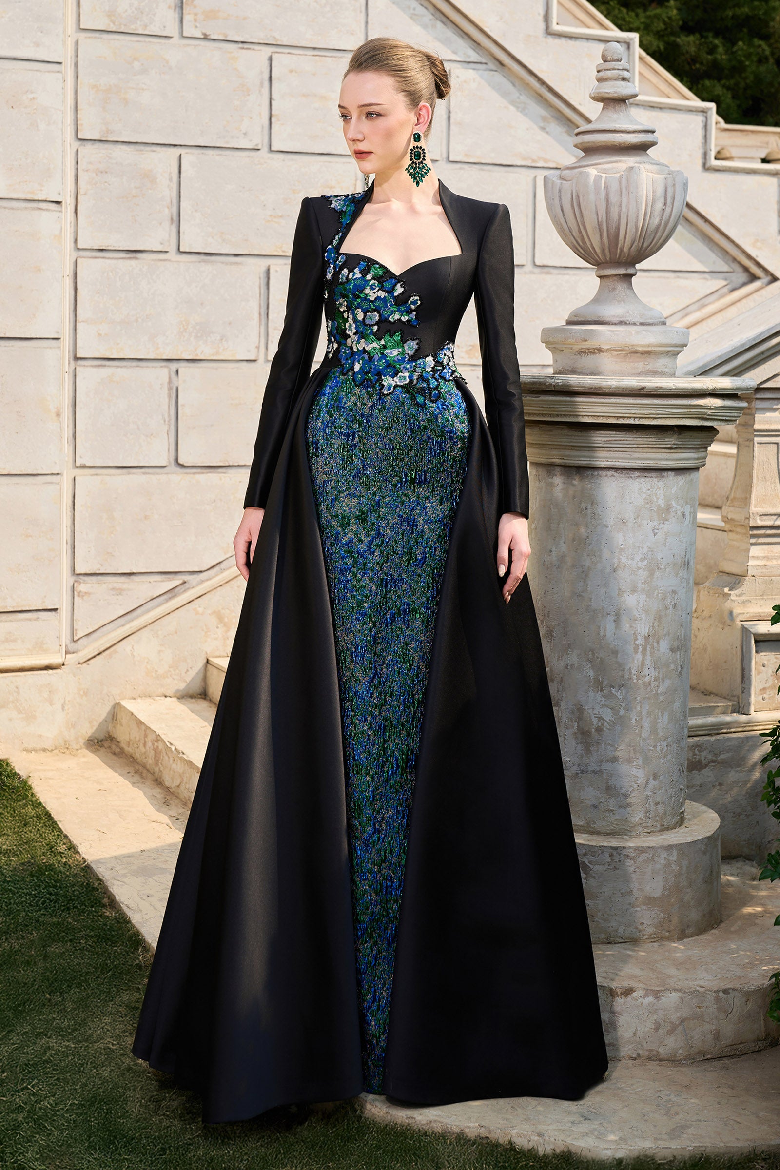 sweetheart maxi dress Women's Alaina Sweetheart Maxi Dress Black & Blue XS/S/M/L/XL/XXL/Customize MEAN BLVD, Black & Blue / XS