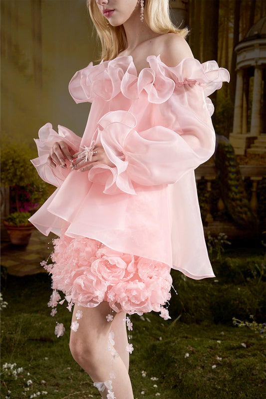 Sophie Babydoll Applique Mini Dress