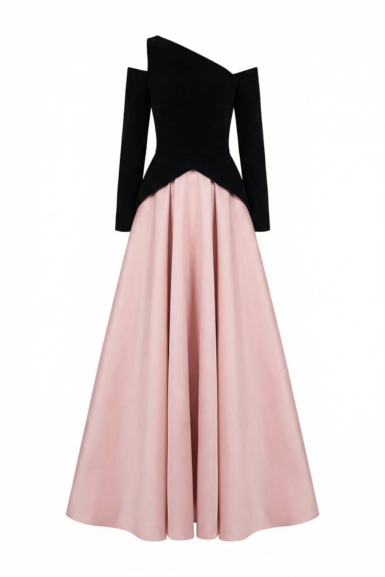 Women's Belle Asymmetric Neck Maxi Dress Coral Pink & Black XS/S/M/L/XL/XXL/3XL/Customize MEAN BLVD Coral Pink & Black / Customize Women's Belle Asymmetric Neck Maxi Dress Coral Pink & Black XS/S/M/L/XL/XXL/3XL/Customize MEAN BLVD Coral Pink & Black / Customize