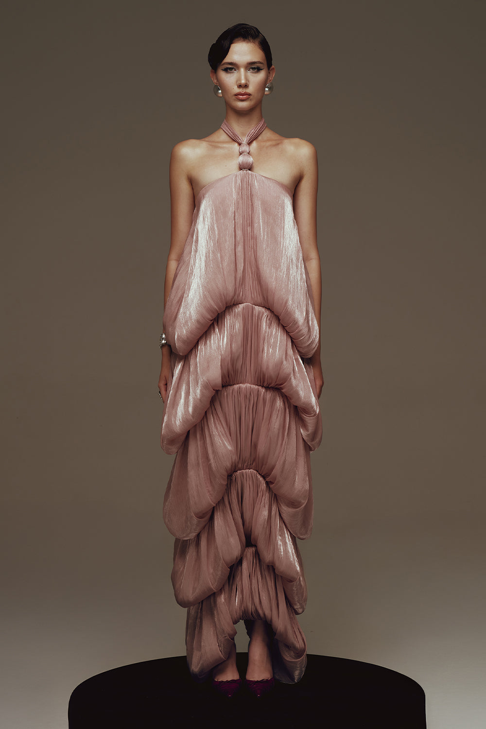 runway maxi dresses Women's Champagne Bubble Gathering Maxi Dress XS/S/M/L/XL/Customize Dusty Rose MEAN BLVD Dusty Rose / XL