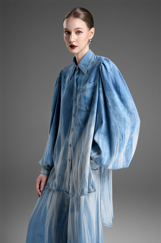 Maren Puff Sleeve Denim Shirt