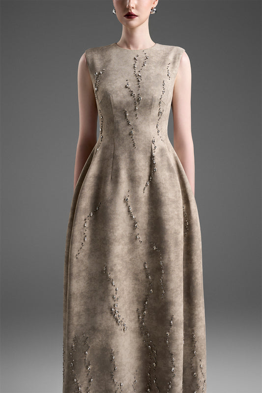 Camila Round Neck Bead Midi Dress