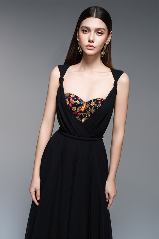 Ophelia A-line Semi-Heart Neck Chiffon Floor Length Dress