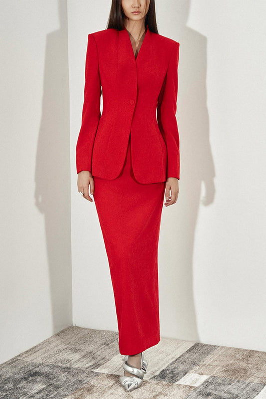 Matilda Straight Basic Velvet Ankle Length Skirt