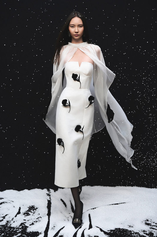 Missty Asymmetric See-Through Chiffon Cape