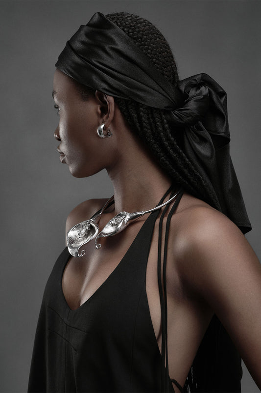 Plaice Drop Waist Scoop Neck Silk Chiffon Floor Length Dress