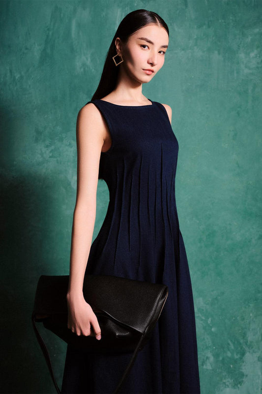 Brylee A-line Sleeveless Denim Midi Dress