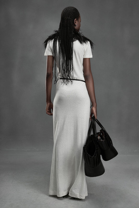 Eel Sheath Johnny Collar Spandex Floor Length Dress