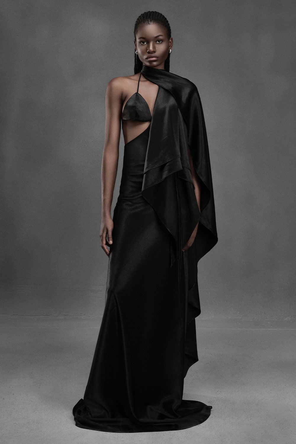 oyster silk dress Women's Oyster A-line Sleeveless Silk Floor Length Dress XS/S/M/L/Customize Black MEAN BLVD Black / M