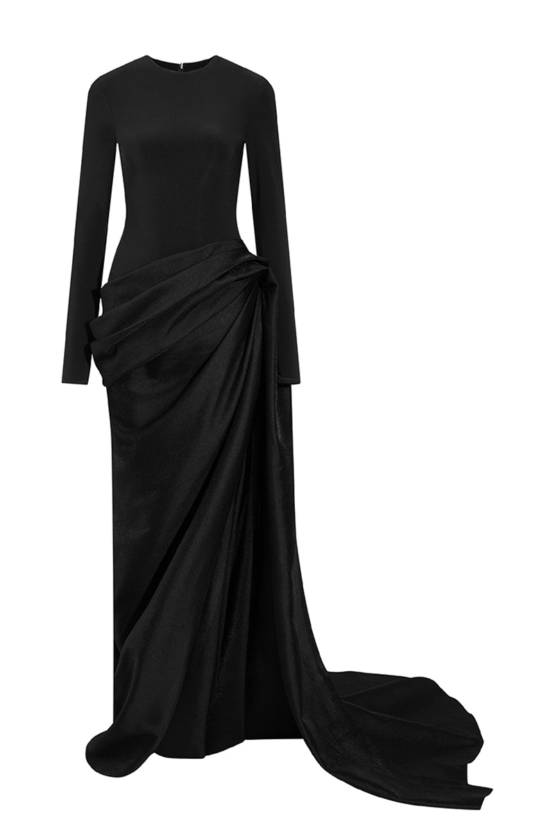 black draped maxi dress Women's Serpentine Draped Maxi Dress Black Customize MEAN BLVD