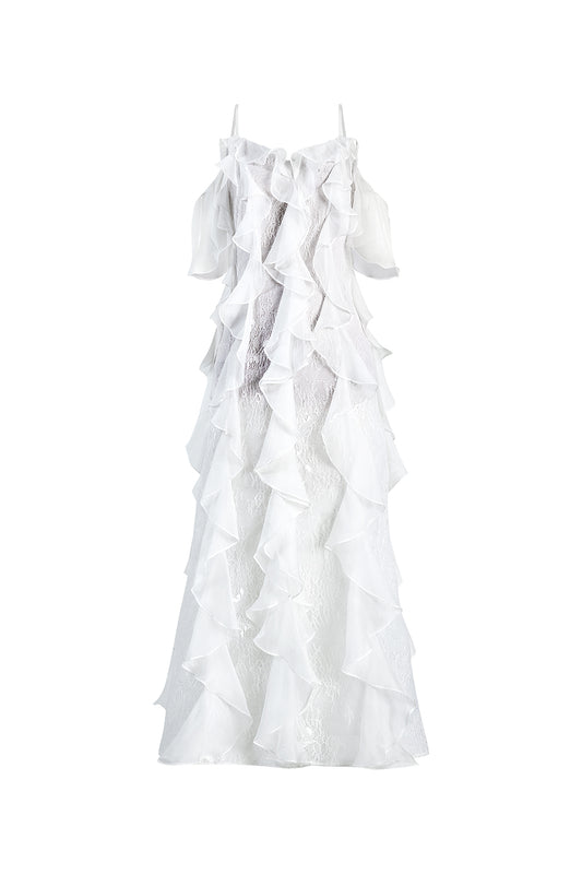 Gossamer Straight Sequin Lace Ankle Length Dress