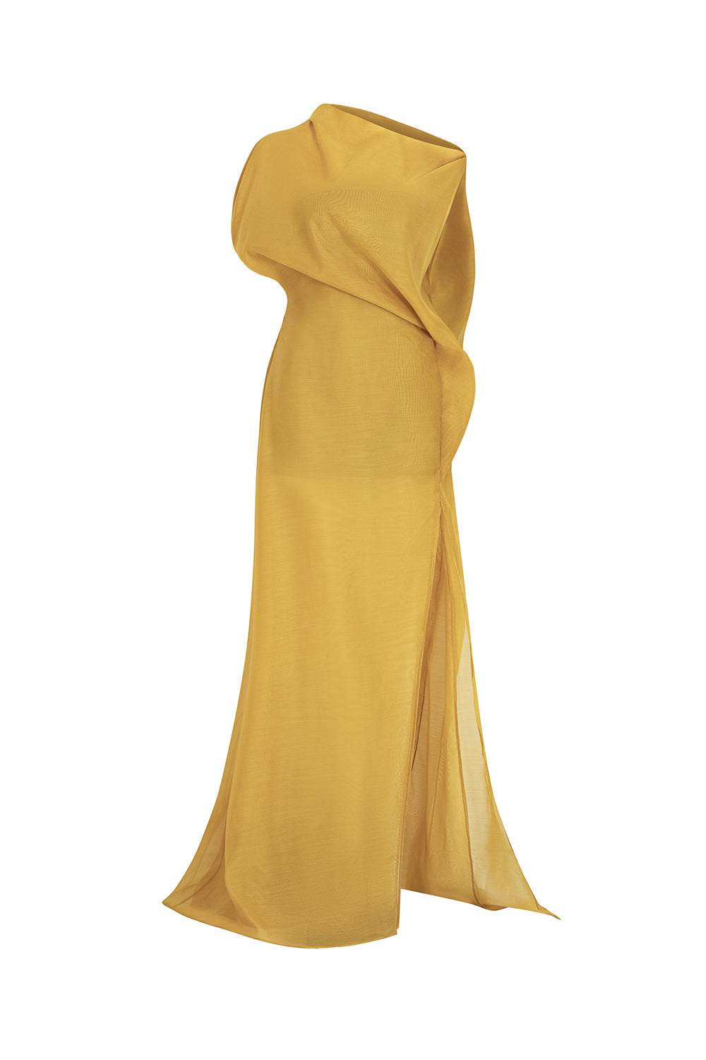 Women's Anh Kim Asymmetric Front Slit Silk Organza Floor Length Dress Mustard XS/S/M/L/XL/Customize Beige MEAN BLVD Mustard / M Women's Anh Kim Asymmetric Front Slit Silk Organza Floor Length Dress Mustard XS/S/M/L/XL/Customize Beige MEAN BLVD Mustard / M